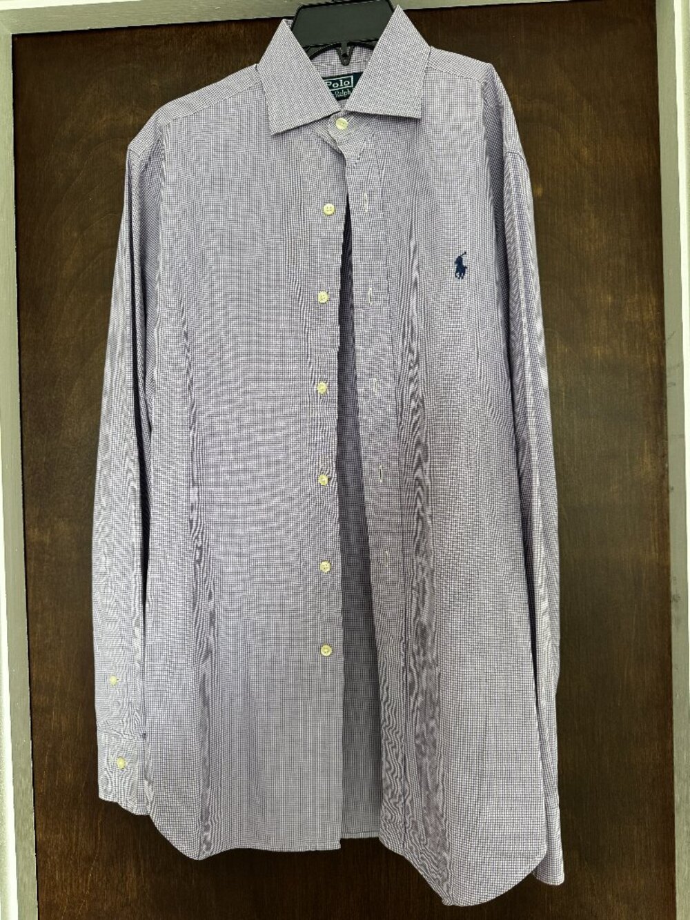 Men's Medium Ralph Lauren Polo Purple Gingham Button Down Shirt